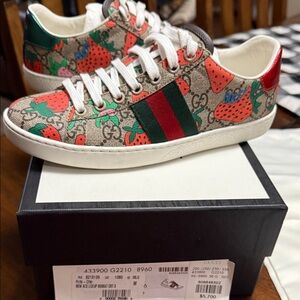 Gucci Strawberry Print Sneakers - Red, Green, White